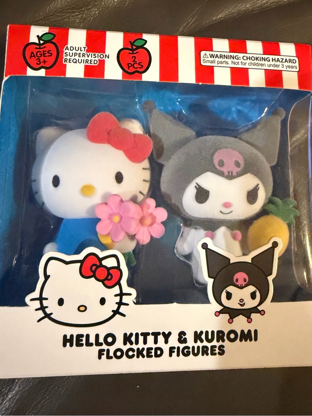 NWT Sanrio Flocked Hello Kitty & Kuromi Figures Set, 2-Pack Multicolor Plastic